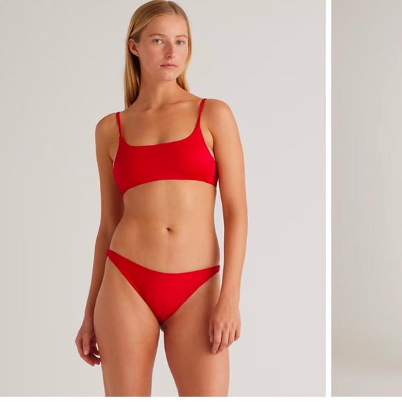 Quince Other - Quince Italian Scoop Neck Bikini Top Sz M NEW Cherry